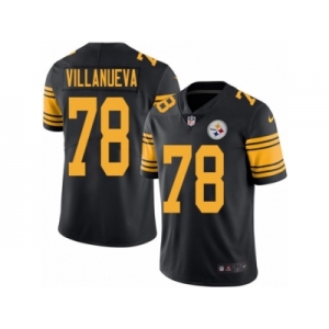 Men Nike Pittsburgh Steelers #78 Alejandro Villanueva Black Color Rush Limited Jersey