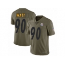 Men Nike Pittsburgh Steelers #90 T. J. Watt Limited Olive 2017 Salute to Service NFL Jersey