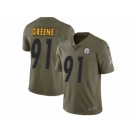 Men Nike Pittsburgh Steelers #91 Kevin Greene Limited Olive 2017 Salute to Service NFL Jersey