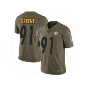 Men Nike Pittsburgh Steelers #91 Kevin Greene Limited Olive 2017 Salute to Service NFL Jersey
