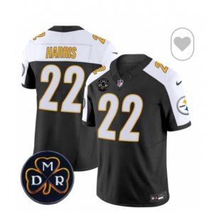 Men Pittsburgh Steelers #22 Najee Harris Black F U S E DMR Patch 2024 Untouchable Limited Stitched Football Jersey