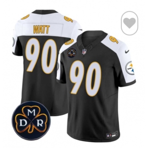 Men Pittsburgh Steelers #90 T J Watt Black F U S E DMR Patch 2024 Untouchable Limited Stitched Football Jersey