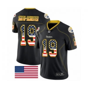 Men's Nike Pittsburgh Steelers #19 JuJu Smith-Schuster Limited Black Rush USA Flag NFL Jersey