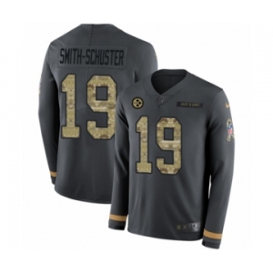 Men's Nike Pittsburgh Steelers #19 JuJu Smith-Schuster Limited Black Salute to Service Therma Long Sleeve NFL Jersey