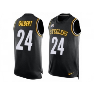 Men's Nike Pittsburgh Steelers #24 Justin Gilbert Limited Black Player Name & Number Tank Top NFL Jersey