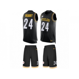 Men's Nike Pittsburgh Steelers #24 Justin Gilbert Limited Black Tank Top Suit NFL Jersey