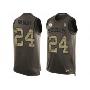 Men's Nike Pittsburgh Steelers #24 Justin Gilbert Limited Green Salute to Service Tank Top NFL Jersey