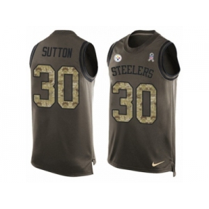 Men's Nike Pittsburgh Steelers #30 Cameron Sutton Limited Green Salute to Service Tank Top NFL Jersey