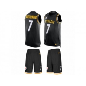 Men's Nike Pittsburgh Steelers #7 Ben Roethlisberger Limited Black Tank Top Suit NFL Jersey