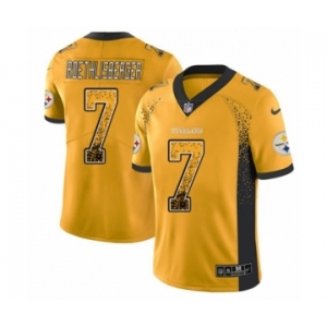 Men's Nike Pittsburgh Steelers #7 Ben Roethlisberger Limited Gold Rush Drift Fashion NFL Jersey