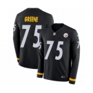 Men's Nike Pittsburgh Steelers #75 Joe Greene Limited Black Therma Long Sleeve NFL Jerse