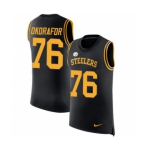 Men's Nike Pittsburgh Steelers #76 Chukwuma Okorafor Black Rush Player Name & Number Tank Top NFL Jersey