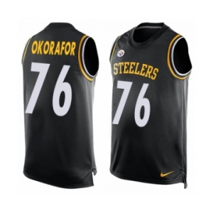 Men's Nike Pittsburgh Steelers #76 Chukwuma Okorafor Limited Black Player Name & Number Tank Top NFL Jersey