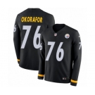 Men's Nike Pittsburgh Steelers #76 Chukwuma Okorafor Limited Black Therma Long Sleeve NFL Jersey