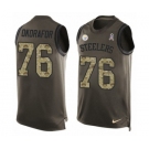 Men's Nike Pittsburgh Steelers #76 Chukwuma Okorafor Limited Green Salute to Service Tank Top NFL Jersey