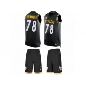 Men's Nike Pittsburgh Steelers #78 Alejandro Villanueva Limited Black Tank Top Suit NFL Jersey