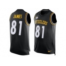 Men's Nike Pittsburgh Steelers #81 Jesse James Limited Black Player Name & Number Tank Top NFL Jersey