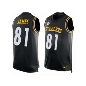 Men's Nike Pittsburgh Steelers #81 Jesse James Limited Black Player Name & Number Tank Top NFL Jersey