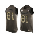 Men's Nike Pittsburgh Steelers #81 Jesse James Limited Green Salute to Service Tank Top NFL Jersey