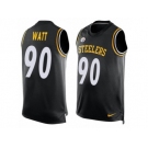 Men's Nike Pittsburgh Steelers #90 T. J. Watt Limited Black Player Name & Number Tank Top NFL Jersey