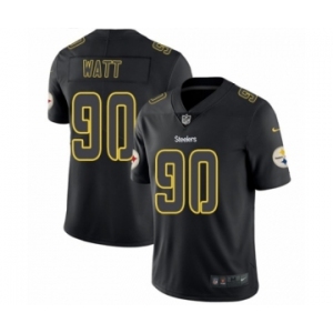 Men's Nike Pittsburgh Steelers #90 T. J. Watt Limited Black Rush Impact NFL Jersey