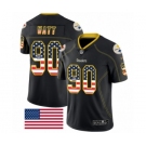 Men's Nike Pittsburgh Steelers #90 T. J. Watt Limited Black Rush USA Flag NFL Jersey