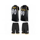 Men's Nike Pittsburgh Steelers #90 T. J. Watt Limited Black Tank Top Suit NFL Jersey