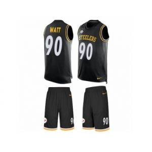 Men's Nike Pittsburgh Steelers #90 T. J. Watt Limited Black Tank Top Suit NFL Jersey