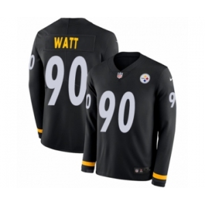 Men's Nike Pittsburgh Steelers #90 T. J. Watt Limited Black Therma Long Sleeve NFL Jersey