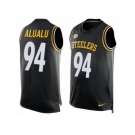 Men's Nike Pittsburgh Steelers #94 Tyson Alualu Limited Black Player Name & Number Tank Top NFL Jersey