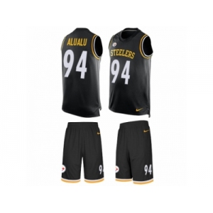 Men's Nike Pittsburgh Steelers #94 Tyson Alualu Limited Black Tank Top Suit NFL Jersey