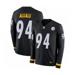 Men's Nike Pittsburgh Steelers #94 Tyson Alualu Limited Black Therma Long Sleeve NFL Jersey