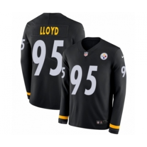 Men's Nike Pittsburgh Steelers #95 Greg Lloyd Limited Black Therma Long Sleeve NFL Jersey