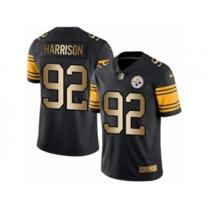 Men's Nike Steelers #92 James Harrison Black Stitched NFL Limited Gold Rush Jersey