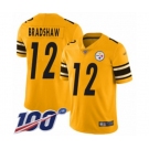 Men's Pittsburgh Steelers #12 Terry Bradshaw Limited Gold Inverted Legend 100th Season Football Jersey