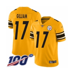 Men's Pittsburgh Steelers #17 Joe Gilliam Limited Gold Inverted Legend 100th Season Football Jersey