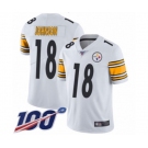 Men's Pittsburgh Steelers #18 Diontae Johnson White Vapor Untouchable Limited Player 100th Season Football Jersey