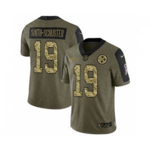 Men's Pittsburgh Steelers #19 JuJu Smith-Schuster 2021 Olive Camo Salute To Service Limited Stitched Football Jersey