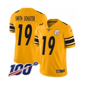 Men's Pittsburgh Steelers #19 JuJu Smith-Schuster Limited Gold Inverted Legend 100th Season Football Jersey