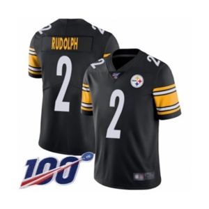 Men's Pittsburgh Steelers #2 Mason Rudolph Black Team Color Vapor Untouchable Limited Player 100th Season Football Jersey