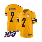 Men's Pittsburgh Steelers #2 Mason Rudolph Limited Gold Inverted Legend 100th Season Football Jersey