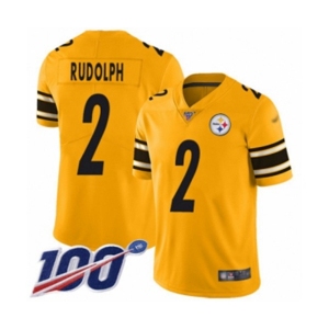 Men's Pittsburgh Steelers #2 Mason Rudolph Limited Gold Inverted Legend 100th Season Football Jersey