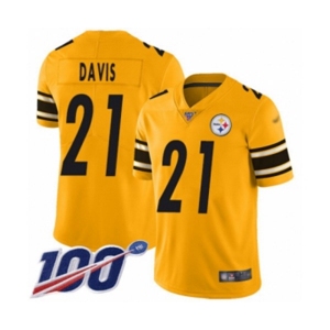 Men's Pittsburgh Steelers #21 Sean Davis Limited Gold Inverted Legend 100th Season Football Jersey