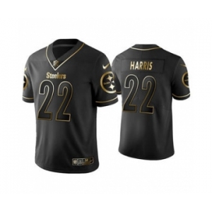 Men's Pittsburgh Steelers #22 Najee Harris Black Golden Edition Limited Stitched Football Jersey