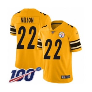 Men's Pittsburgh Steelers #22 Steven Nelson Limited Gold Inverted Legend 100th Season Football Jersey