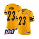 Men's Pittsburgh Steelers #23 Joe Haden Limited Gold Inverted Legend 100th Season Football Jersey