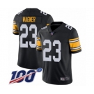 Men's Pittsburgh Steelers #23 Mike Wagner Black Alternate Vapor Untouchable Limited Player 100th Season Football Jersey