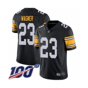 Men's Pittsburgh Steelers #23 Mike Wagner Black Alternate Vapor Untouchable Limited Player 100th Season Football Jersey