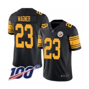 Men's Pittsburgh Steelers #23 Mike Wagner Limited Black Rush Vapor Untouchable 100th Season Football Jersey