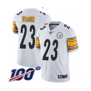 Men's Pittsburgh Steelers #23 Mike Wagner White Vapor Untouchable Limited Player 100th Season Football Jersey